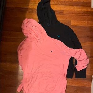 2 size large long sleeve with hood shirts